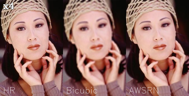 Comparing Bicubic upscaling against the models x4 upscaling on Set5 Image 4